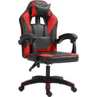 CLP Bürostuhl Orkney Kunstleder Ergonomischer Stuhl mit Lenden und Nackenkissen schwarz/rot