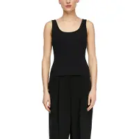 Comma Ripptanktop , Damen, Gr. 42, schwarz, Rippware, Obermaterial: 95% Baumwolle, 5% Elasthan, unifarben, körpernah hüftbedeckend, Rundhals, Tops Ripptanktop, mit Stretch