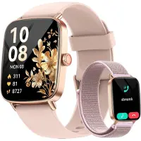 AEAC Damen Smartwatch mit Telefonfunktion 1.85" HD Touchscreen Herzfrequenz Schlaf & SpO₂ Monitor 110+ Sportmodi IP68 Fitness Uhr