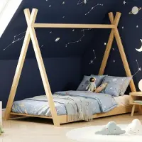 Meble Wróbel Kinderbett Tipi 80x160 cm | Bett aus Kiefernholz | Montessori | Hausbett für Mädchen und Jungen | Abgerundete Kanten