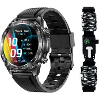 Lige Smartwatch Herren mit Feuerstarter und Telefonfunktion 2026 rund mit Blutdruckmessung für Android & iOS Geräte wasserdicht mit Taschenlampe Outdoor