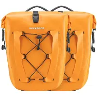 RockBros 2 Stück Gepäckträgertasche 100% Wasserdicht Fahrradtasche 25-32L Tasche mit Tragegriff Orange