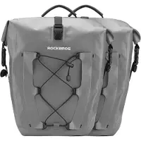RockBros 2 Stück Gepäckträgertasche 100% Wasserdicht Fahrradtasche 25-32L Tasche mit Tragegriff Grau