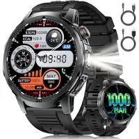 Lige Smartwatch für Herren großes Display, Bluetooth-Anrufe, 1000-mAh-Akku, LED-Taschenlampe, Herzfrequenz- und Schlaftracker, IP68 wasserdicht,