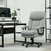 SUGIFT Bürostuhl 200 kg Tragkraft, ergonomischer Schreibtischstuhl Polyester gepolstert, Drehstuhl, Hellgrau | Sitzhöhe verstellbar | 79 x 68,5 x 125 cm