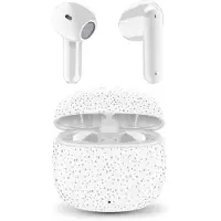 Music Sound Bluetooth-Kopfhörer kabellos mit Ladecase, ergonomisches Kapseldesign, ausgewogener Sound, bis zu 25 Std Akkulaufzeit, Auto-Pairing,Design Dotted