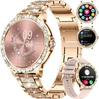Lige Smartwatch Damen Premium Mit Telefonfunktion Schrittzähler Fitness Tracker Für iOS Und Android Wasserdicht Smart Watch Rund Armbanduhr Smart Uhr