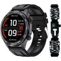 Lige Outdoor Smartwatch Herren mit Feuerstarter und Telefonfunktion 2026 rund mit Blutdruckmessung für Android & iOS Geräte wasserdicht mit Taschenlampe