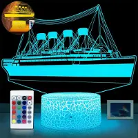 Slyrun Titanic Nachtlicht für Kinder,16 Farben flimmerfrei & augenschonend, mit Fernbedienung,LED Tischlampe für Schlafzimmer–Geschenk für Mädchen & Jungen