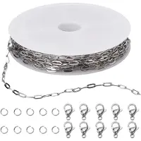 Markenlos 1 Rolle 164 Fuß/5 m 6mm Büroklammerkettenrolle Silberne Büroklammerketten Metall Edelstahl Biegering Karabinerhaken Kabelgliederanhänger Für Schmuckherstellung Anhänger Basteln Halskette