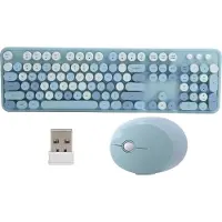 Goshyda Tastatur- und Mausset, 2,4 GHz 104 Tasten Retro Schreibmaschinenstil Office Desktop Mechanische Tastatur Mäuse Kombination mit Multimedia-Taste(Blau)