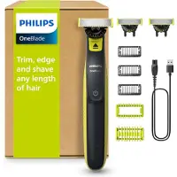 Philips OneBlade 360 Face & Body Rasierer QP2824/31, Trimmer & Bodygroomer, 3×360 Klingen, 1/3/5 mm Aufsätze, 2 Körperaufsätze, Wet & Dry