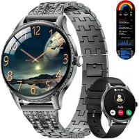 Lige Smartwatch Damen Anruf 1.27" HD Elegant Diamant Frauen für Android iOS,100+Sportmodi,Herzfrequenz, Schlafmonitor, Menstruationszyklus, Kalorien