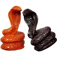 Markenlos 2 Stück Holzschlangenfiguren 8cm Feng Shui Dekoration für Reichtum und Glück Chinesische Schlangen Tischfigur für Wohn- und Bürodekoration