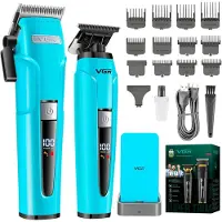 VGR Haarschneidemaschine Profi Set,Trimmer und Rasierer Set mit Magnetische Ladestation,Barber Kit mit Klinge Aus Keramik Kohlenstoffstahl und LED Display