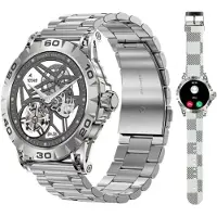 Lige Smartwatch Herren mit Telefonfunktion 2026 Silber rund mit Blutdruckmessung für Android & iOS Geräte wasserdicht mit Armbandwechsel metallarmband