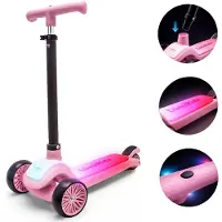 Sun baby LUMI RIDE Kinder Roller Kinderscooter Dreiradscooter mit LED-Leuchtdeck rosa
