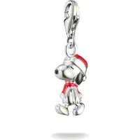 Thomas Sabo Charm-Einhänger "x Peanuts Snoopy Santa Edition Charm - Original", rot (silberfarben, schwarz, rot), Charms, Herren, Silber 925 (recycelt), Charm-Einhänger