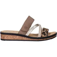 Rieker Pantolette Keilabsatz, Sommerschuh, Schlappen mit Klettriemchen
