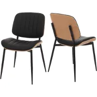 Mendler 2er-Set Esszimmerstuhl HWC-O44, Küchenstuhl Stuhl, Bugholz Kunstleder natur, schwarz