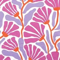 Home Fashion , Retro Bloom fuchsia, Lunch-Servietten aufgefaltetes Maß 33 cm x 33 cm, im Viertelfalz, 20 Stück pro Packung