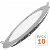 Silamp 10er-Pack – Runder LED-Einbaustrahler 12 W ALU – Neutralweiß 4000 K – 5500 K