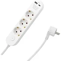 McPower Steckdosenleiste 1300033, mit 1,5m Kabel, 3-fach, 1x USB-A, 1x USB-C, Überspannungsschutz