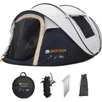 Deryan Luxus-Pop-Up-Zelt - 4 Personen - 1 Sekunde Pop-Up - 2000MM Wassersäule -Anti-UV 50+