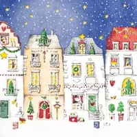 Home Fashion , Winter Village, Lunch-Servietten aufgefaltetes Maß 33 cm x 33 cm, im Viertelfalz, 20 Stück pro Pack, 12 Pack pro Karton