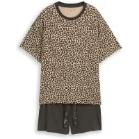 Tom Tailor Shorty , Damen, Gr. 44, braun, mittel, allover, Single Jersey, Obermaterial: 95% Viskose, 5% Elasthan, Homewear-Sets Shorty