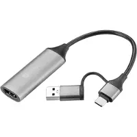Sandberg 136-70, HDMI Typ A (Standard), USB Type-A + USB Type-C, Weiblich, Männlich, Gerade, Gerade