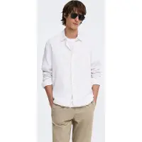 Only & Sons Herren Hemd ONSLAURENCE LS LINEN BLEND Regular Fit 22036239 Weiß S