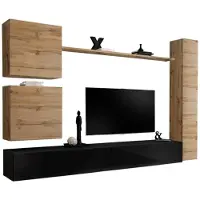 Meublorama AM-SWITCH 8-WTS SW 8*6C/103KG, 1 Regale, 5 Tür(en), Schwarz, Mitteldichte Faserplatte (MDF), 400 mm, 2800 mm