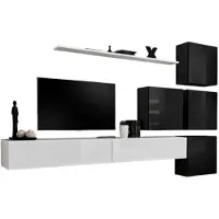 Meublorama AM-SWITCH 9-WS SW 9*7C/108KG, 1 Regale, 6 Tür(en), Weiß, Mitteldichte Faserplatte (MDF), 400 mm, 3100 mm