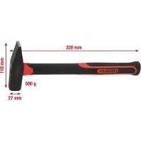 Ks Tools Werkzeuge-Maschinen GmbH Schlosserhammer mit Fiberglasstiel, 500g, auf Hänger
