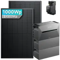 SolarMars Balkonkraftwerk 1000 Watt mit Speicher Anker SOLIX Solarbank 3 E2700 Pro mit 2x500Wp Solarmodule und MC4 Solarkabel Set - 1000Wp ‚Äì 2 Module / 2x BP2700 / Ohne HAL