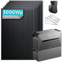 SolarMars Balkonkraftwerk 3000 Watt mit Speicher Anker SOLIX Solarbank 3 E2700 Pro mit 6x500Wp Solarmodule und MC4 Solarkabel Set - 3000Wp ‚Äì 6 Module / 1x BP2700 / Flachdach/Garten/Wand