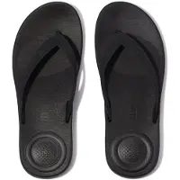 FitFlop Herren Iqushion Mens Textured-Strap Flip-Flops All Black-Schuhgröße 42