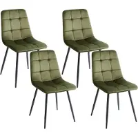 Beliani Esszimmerstühle 4er Set Olivgrün aus Samtstoff mit Schwarzen Beinen Elegant Moderner Stil für Esszimmer