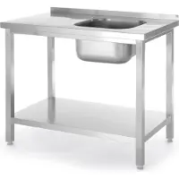 Hendi Tisch mit Spülbecken und Ablage - geschraubt, Tiefe: 600 mm, Budget Line, 800x600x(H)850mm