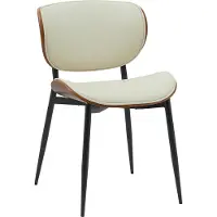 CLP Stuhl Enid I Komfortabler Sessel mit Rückenlehne und Polsterung Farbe walnuss/creme Material Kunstleder