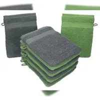 Betz 10 Stück Waschhandschuhe PREMIUM 100% Baumwolle Waschlappen Set 16x21 cm Farbe anthrazit und apfelgrün