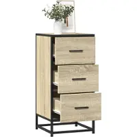 vidaXL Sideboard Sonoma-Eiche 35,5x35x76 cm Holzwerkstoff und Metall