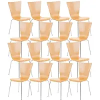 CLP 16er Set Besucherstuhl Aaron mit Holzsitz und Metallgestell Farbe natur