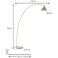 LINDBY Triangolo Bogenleuchte, beige, Höhe 195 cm, Metall - , Triangolo, Beige, für Wohnzimmer, Metall, Modern