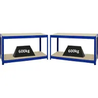 Proregal Mega Deal | 2x Höhenverstellbare Werkbank DINO | HxBxT 90x160x60cm | Traglast 600 kg | Blau