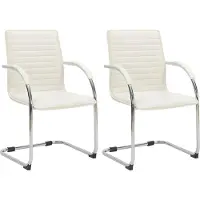 CLP 2er Set Besucherstühle Tira Kunstleder Farbe creme