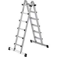 MUNK Günzburger Steigtechnik MUNK Teleskopleiter mit Traverse 4x6 Sprossen