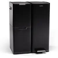 Klarstein Tiyo 3-in-1 Mülleimer - 60L Küchen-Abfalleimer mit Pedale & Soft-Close-Deckel, Edelstahlgehäuse, herausnehmbare Eimer, Kennzeichnungsaufkleber