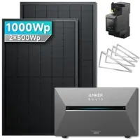 SolarMars Balkonkraftwerk 1000 Watt mit Speicher Anker SOLIX Solarbank 3 E2700 Pro mit 2x500Wp Solarmodule und MC4 Solarkabel Set - 1000Wp ‚Äì 2 Module / Ohne Erweiterungsakku / Flachdach/Garten/Wand